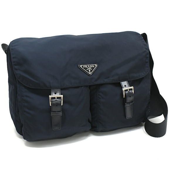Prada Crossbody Nylon Navy Triangle Plate Blue Bag - Picture 2 of 8